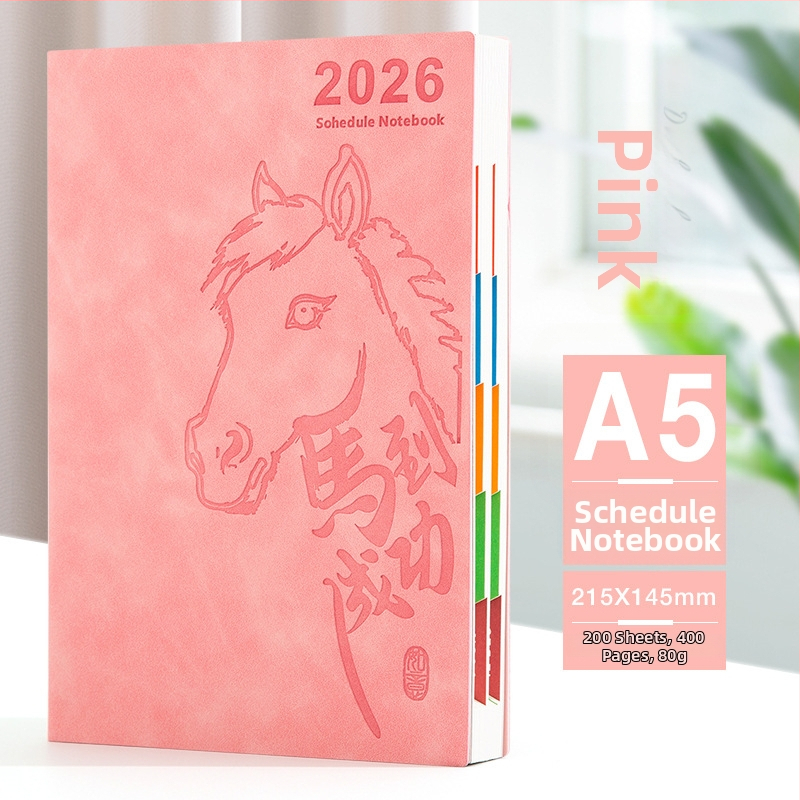 A5 plánovací zápisník 2026: riadenie času, efektivita a sebakontrola, Rok Koňa, retro podnikateľský štýl