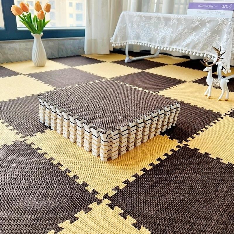 Penový tatami koberec s imitáciou sisálu, na domáce použitie, možné narezať na mieru, vhodný na spanie