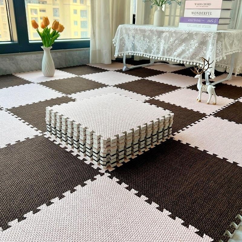 Penový tatami koberec s imitáciou sisálu, na domáce použitie, možné narezať na mieru, vhodný na spanie