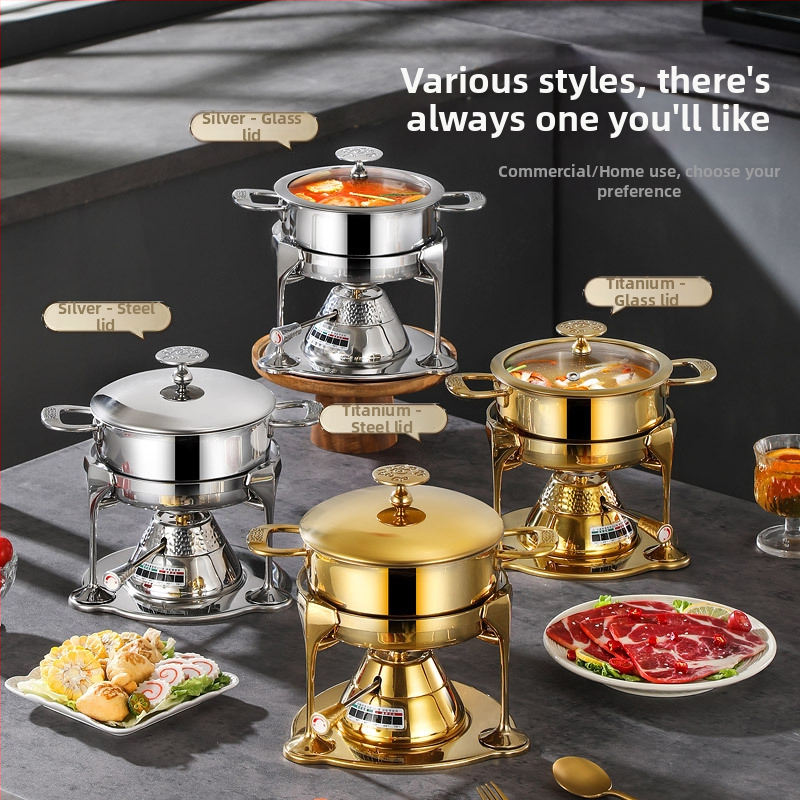Yangtong 316L nerezová oceľ – mini hot pot pre jednu osobu, plynový varič, prémiový jednoporcový hrniec pre domáce a komerčné použitie