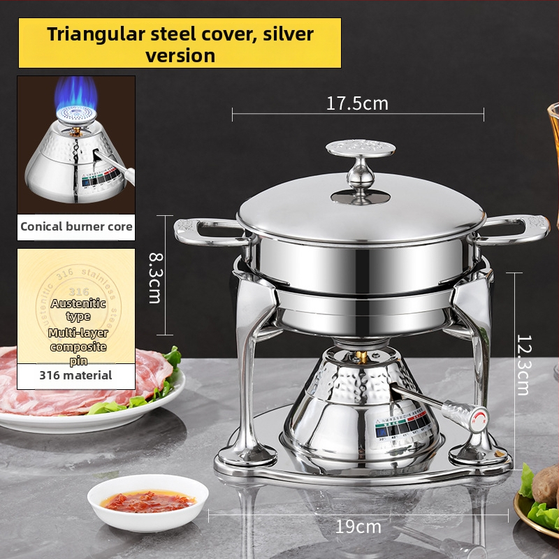 Yangtong 316L nerezová oceľ – mini hot pot pre jednu osobu, plynový varič, prémiový jednoporcový hrniec pre domáce a komerčné použitie