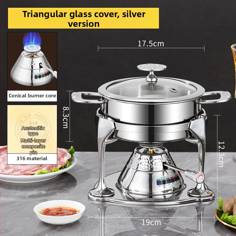 Yangtong 316L nerezová oceľ – mini hot pot pre jednu osobu, plynový varič, prémiový jednoporcový hrniec pre domáce a komerčné použitie