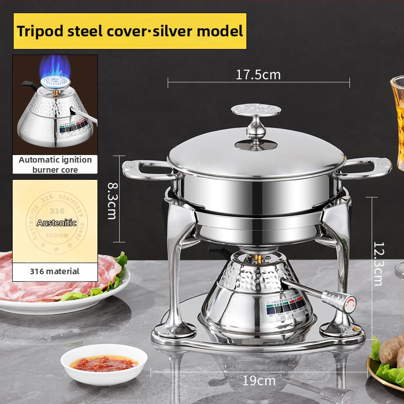 Yangtong 316L nerezová oceľ – mini hot pot pre jednu osobu, plynový varič, prémiový jednoporcový hrniec pre domáce a komerčné použitie