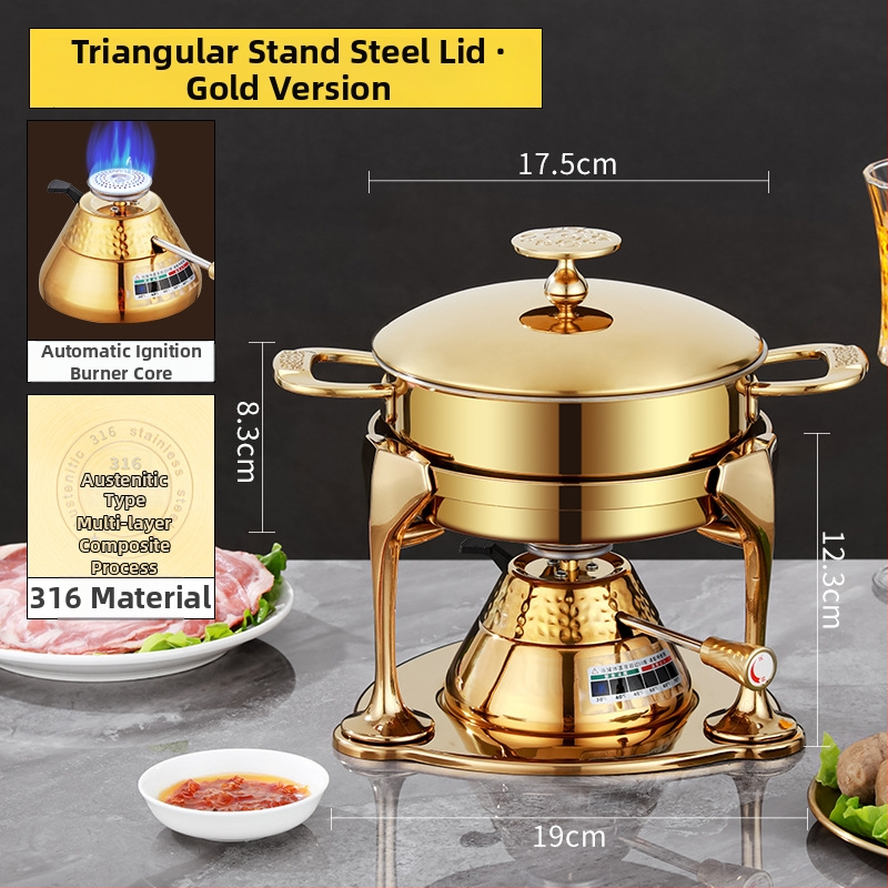 Yangtong 316L nerezová oceľ – mini hot pot pre jednu osobu, plynový varič, prémiový jednoporcový hrniec pre domáce a komerčné použitie