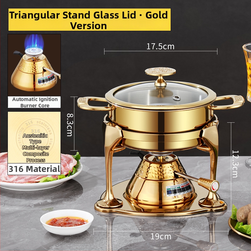 Yangtong 316L nerezová oceľ – mini hot pot pre jednu osobu, plynový varič, prémiový jednoporcový hrniec pre domáce a komerčné použitie