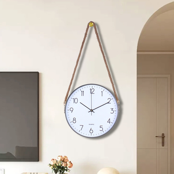 Nordický nástenný hodiny s lanovým popruhom, moderný minimalistický dizajn pre obývačku a spálňu, LED displej