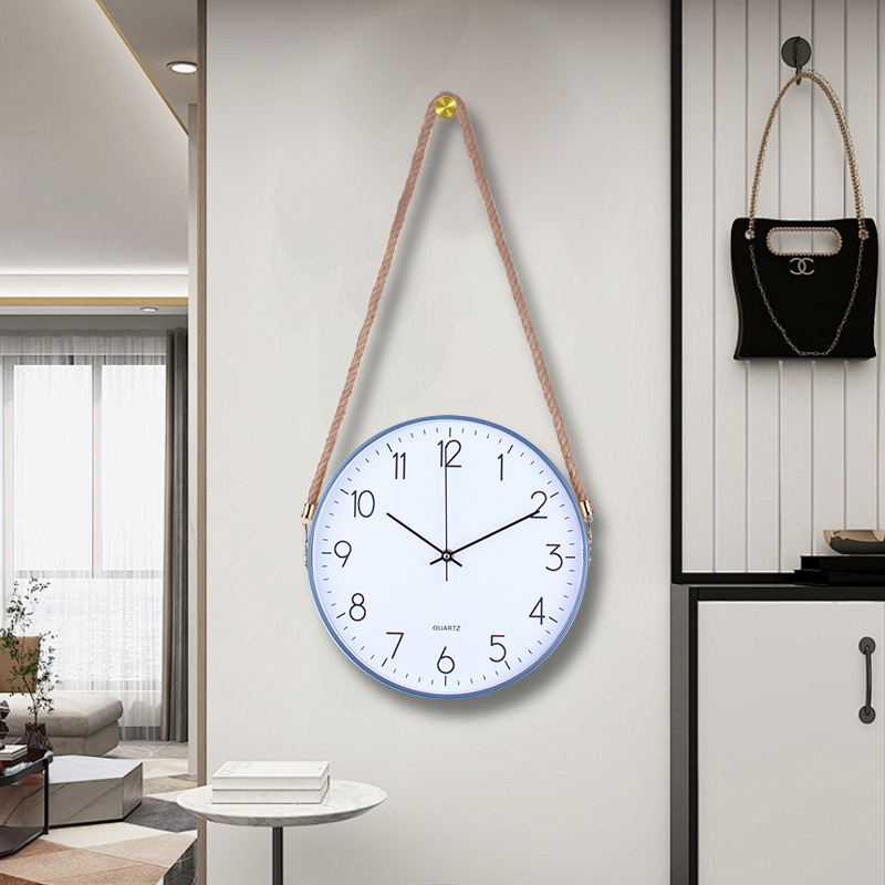 Nordický nástenný hodiny s lanovým popruhom, moderný minimalistický dizajn pre obývačku a spálňu, LED displej