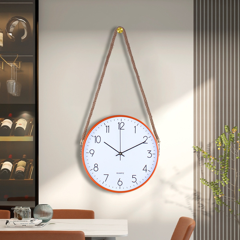 Nordický nástenný hodiny s lanovým popruhom, moderný minimalistický dizajn pre obývačku a spálňu, LED displej