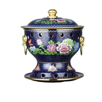 Cloisonné medený hrniec pre jednu osobu s smaltovaným povrchom, hrubé meďové telo, na alkoholový varič, domáce použitie
