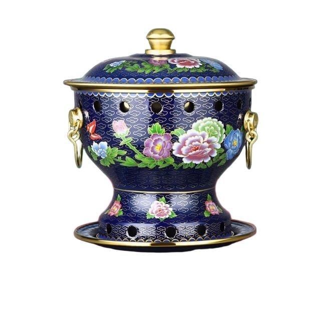 Cloisonné medený hrniec pre jednu osobu s smaltovaným povrchom, hrubé meďové telo, na alkoholový varič, domáce použitie