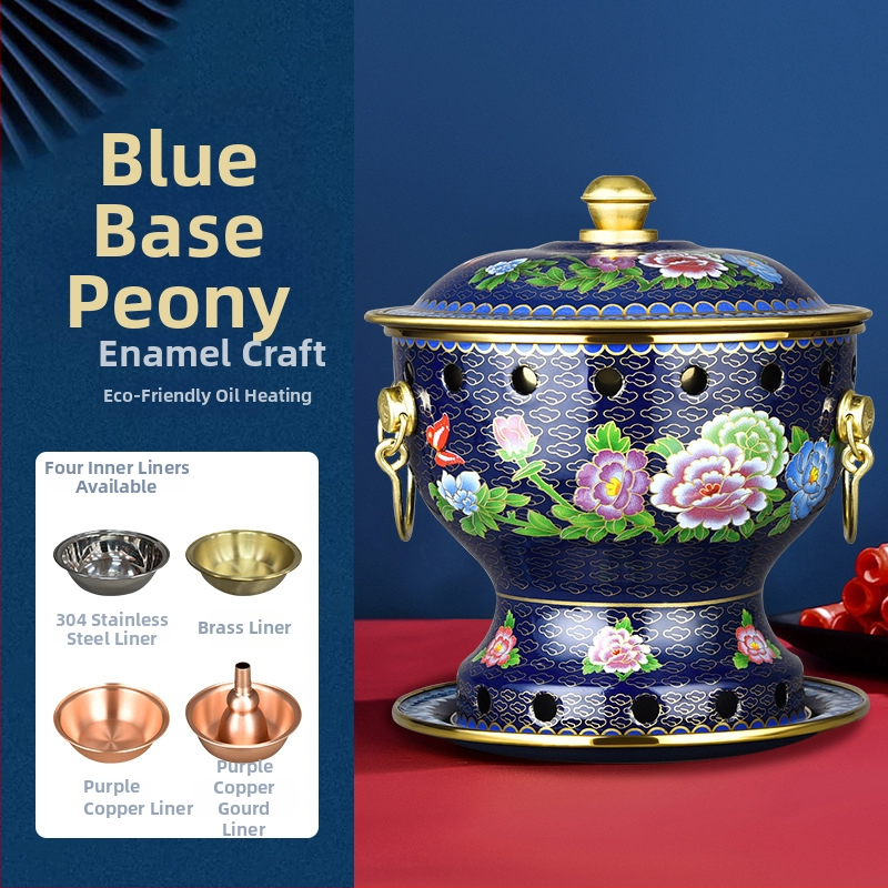 Cloisonné medený hrniec pre jednu osobu s smaltovaným povrchom, hrubé meďové telo, na alkoholový varič, domáce použitie