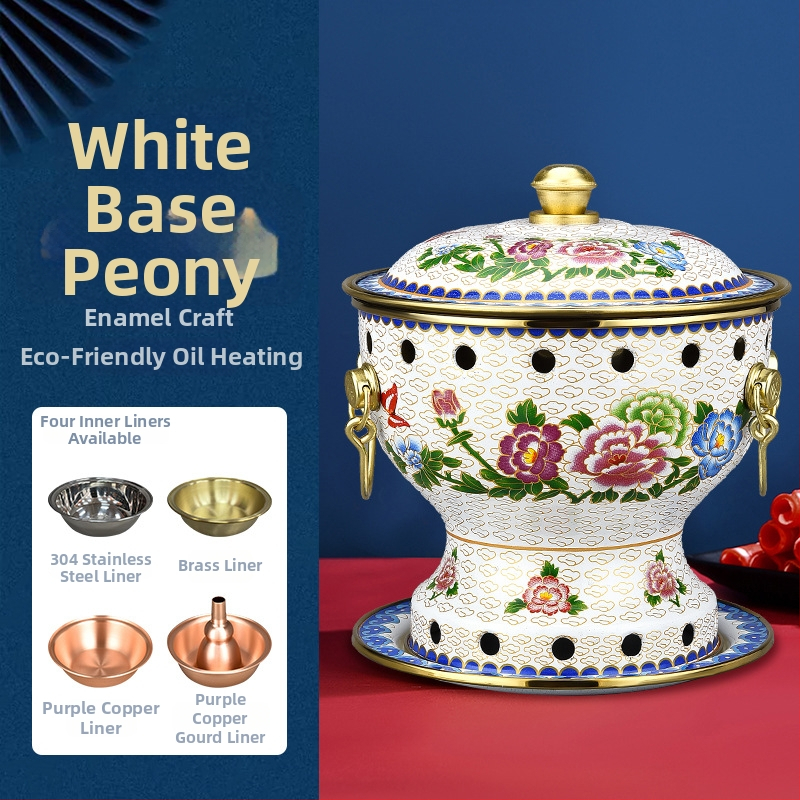 Cloisonné medený hrniec pre jednu osobu s smaltovaným povrchom, hrubé meďové telo, na alkoholový varič, domáce použitie