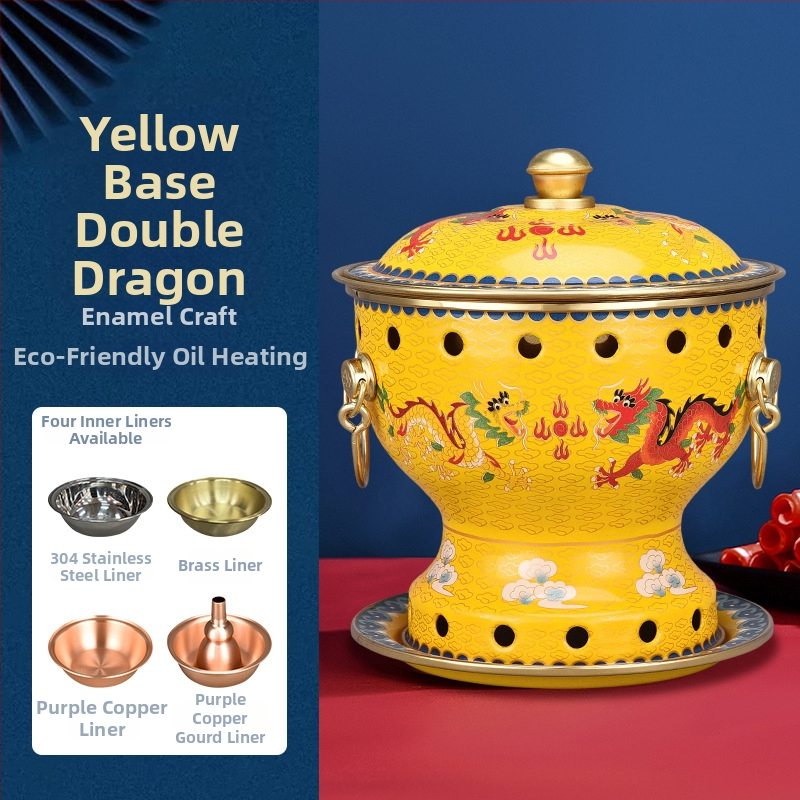 Cloisonné medený hrniec pre jednu osobu s smaltovaným povrchom, hrubé meďové telo, na alkoholový varič, domáce použitie