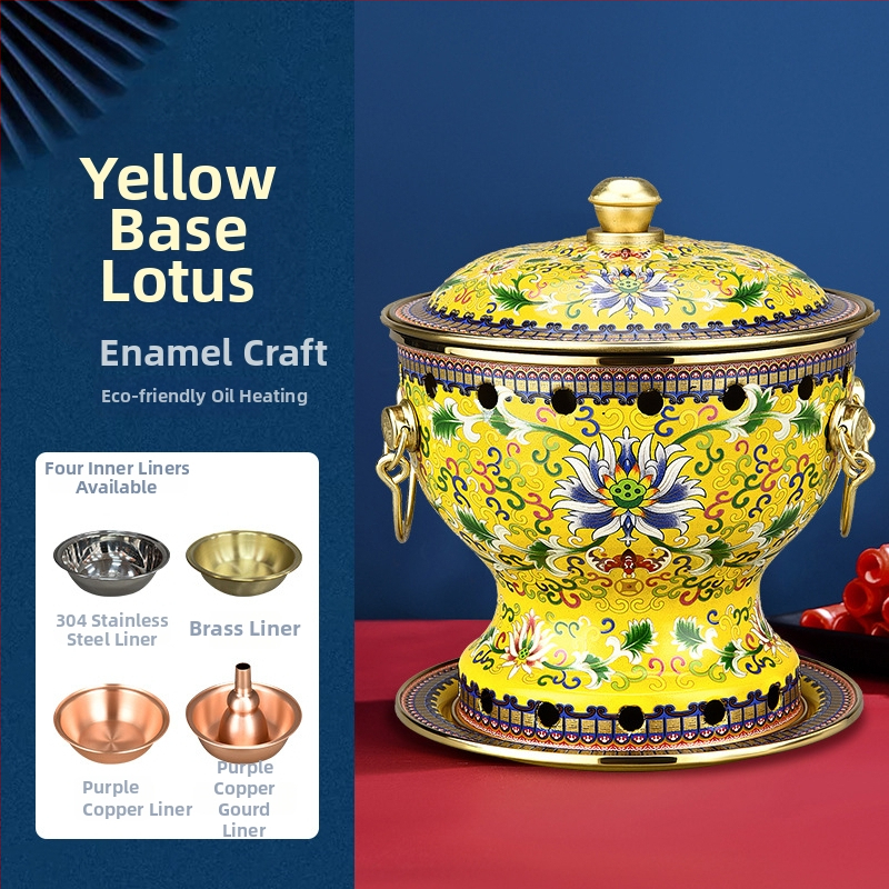 Cloisonné medený hrniec pre jednu osobu s smaltovaným povrchom, hrubé meďové telo, na alkoholový varič, domáce použitie