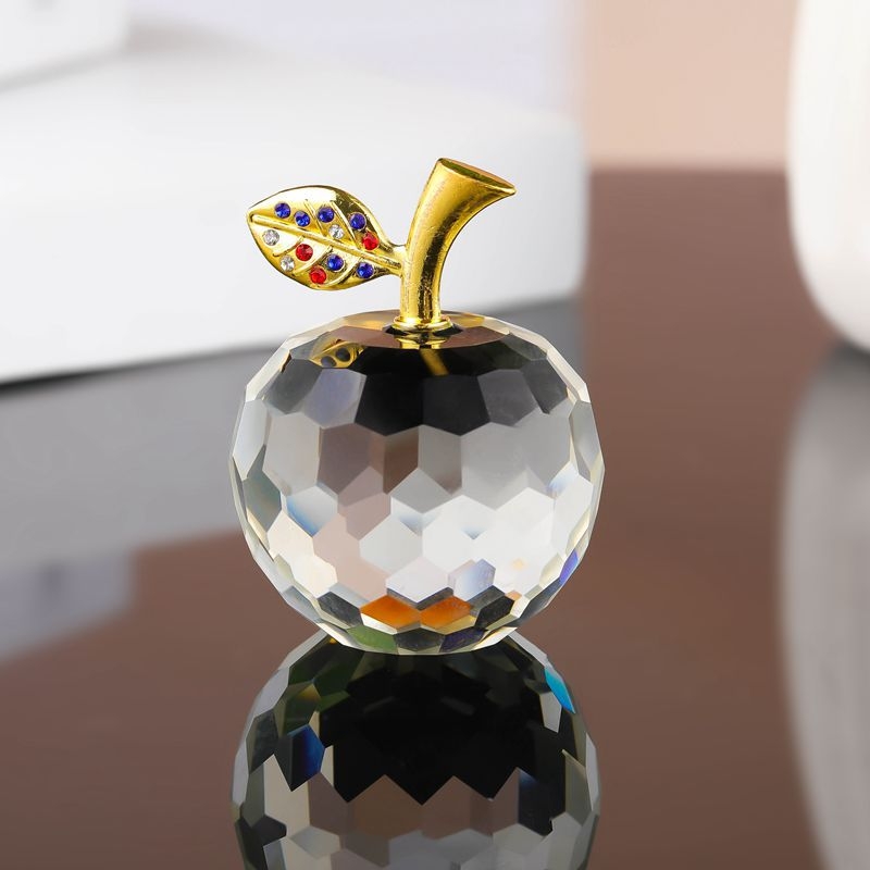Kristalni ukras u obliku jabuke za dom, mala kristalna jabuka za dnevni boravak i vitrinu