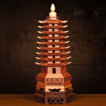 Wenwang Feng Shui pagoda od breskva drveta, devet slojeva, 13-slojevni ukras za akademski napredak i uspjeh na ispitima