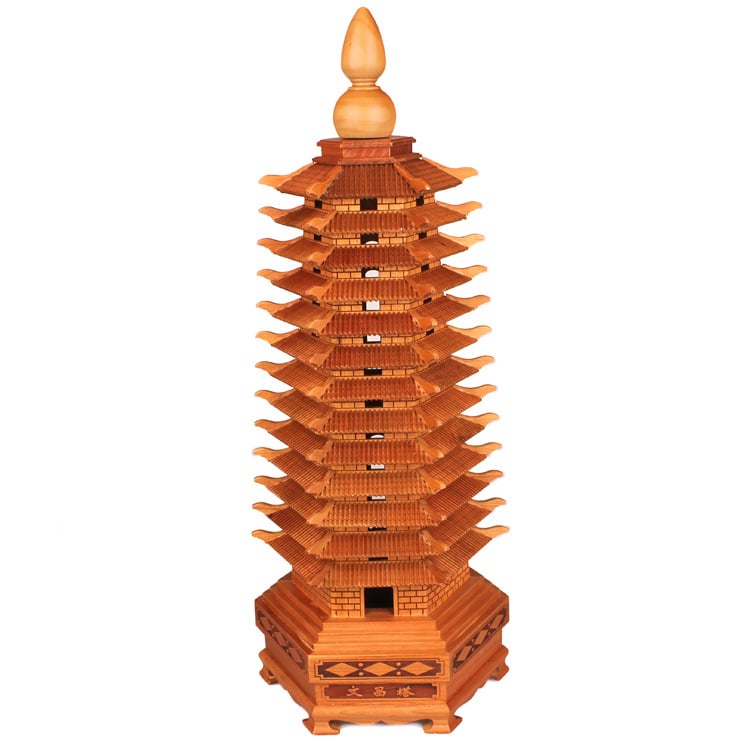 Wenwang Feng Shui pagoda od breskva drveta, devet slojeva, 13-slojevni ukras za akademski napredak i uspjeh na ispitima