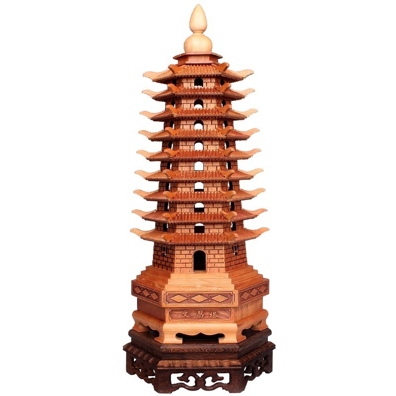 Wenwang Feng Shui pagoda od breskva drveta, devet slojeva, 13-slojevni ukras za akademski napredak i uspjeh na ispitima