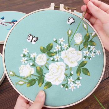 DIY súprava na vyšívanie — Suzhou vyšívanie v starovekom štýle s kvetinovými motívmi, dekor pre obývaciu izbu a pracovňu, ručne vyrobený darček pre priateľa