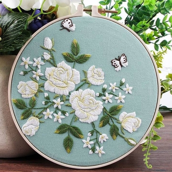DIY súprava na vyšívanie — Suzhou vyšívanie v starovekom štýle s kvetinovými motívmi, dekor pre obývaciu izbu a pracovňu, ručne vyrobený darček pre priateľa