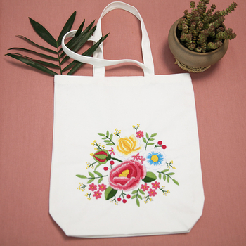 Sada na vyšívanie Lu Embroidery pre kabelku – DIY materiálová sada na vyšívanie na plátnu, kreatívny darček pre páry a študentov