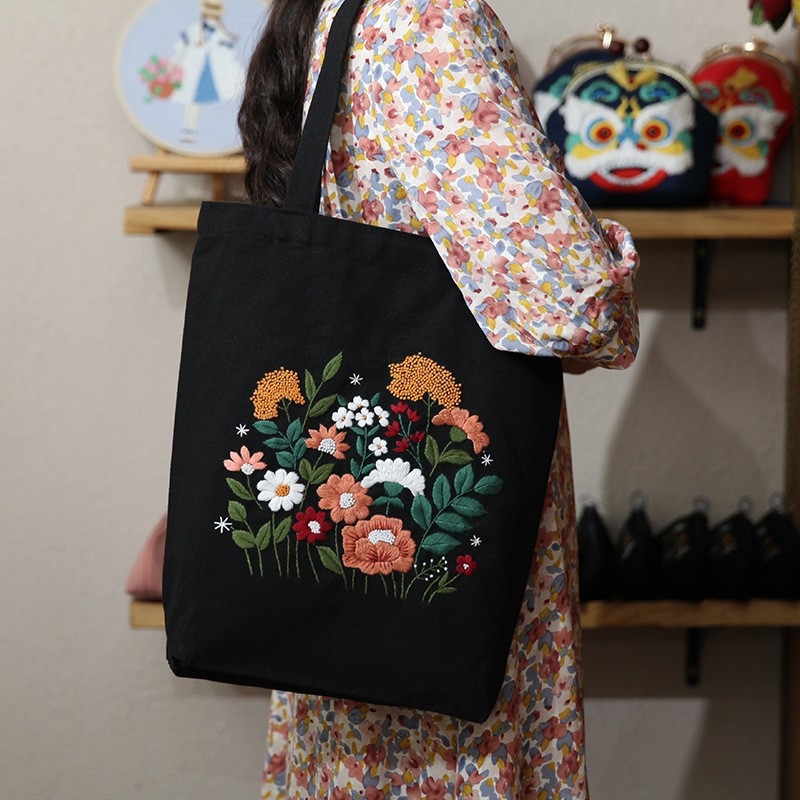 Sada na vyšívanie Lu Embroidery pre kabelku – DIY materiálová sada na vyšívanie na plátnu, kreatívny darček pre páry a študentov