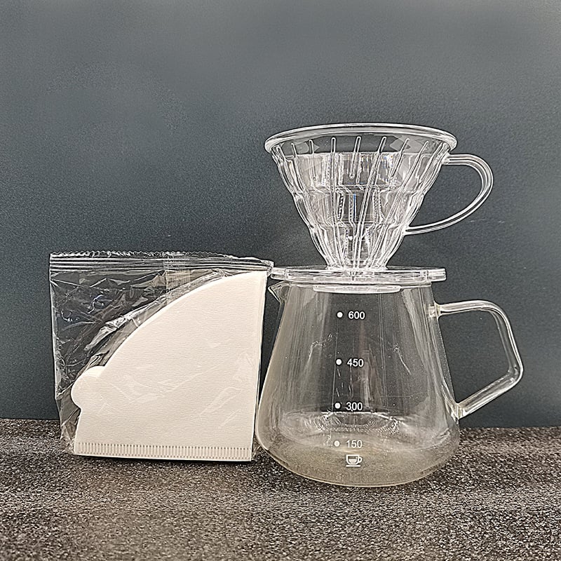 Veľký kužeľovitý filter na ručné varenie kávy, priehľadný V60 filter, malé rozmery, závitový filter na kávu