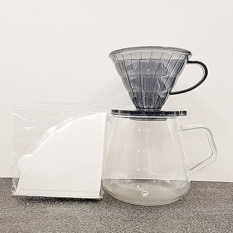 Veľký kužeľovitý filter na ručné varenie kávy, priehľadný V60 filter, malé rozmery, závitový filter na kávu