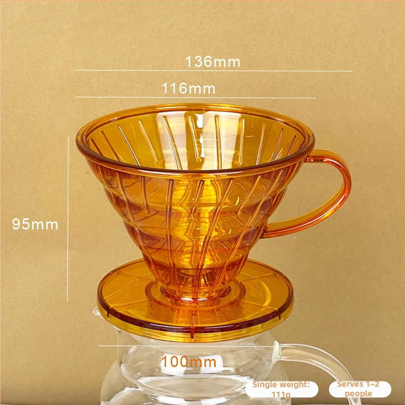 Veľký kužeľovitý filter na ručné varenie kávy, priehľadný V60 filter, malé rozmery, závitový filter na kávu