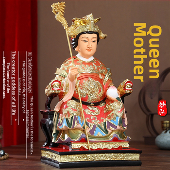 Zlatá pozlátená socha z živice Jade Emperor a Queen Mother