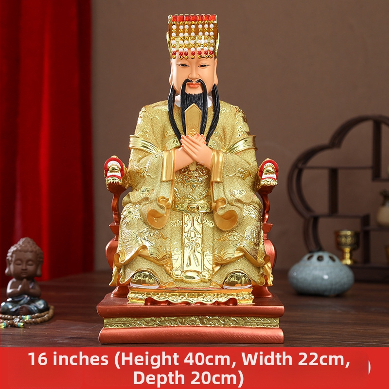 Zlatá pozlátená socha z živice Jade Emperor a Queen Mother