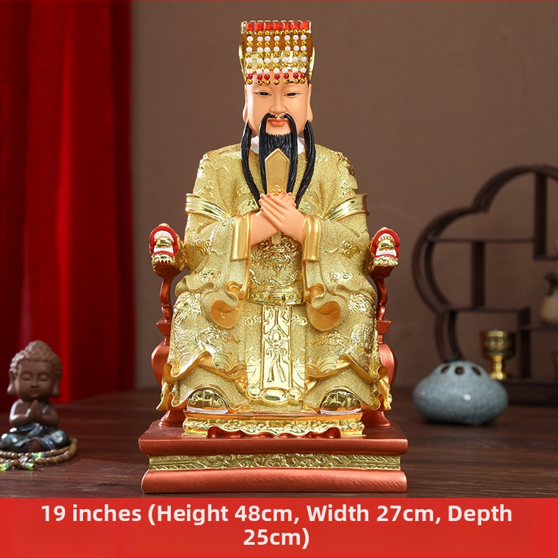 Zlatá pozlátená socha z živice Jade Emperor a Queen Mother
