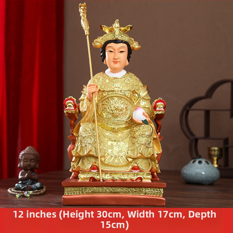 Zlatá pozlátená socha z živice Jade Emperor a Queen Mother