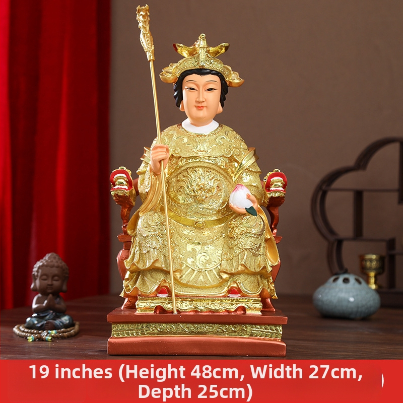Zlatá pozlátená socha z živice Jade Emperor a Queen Mother