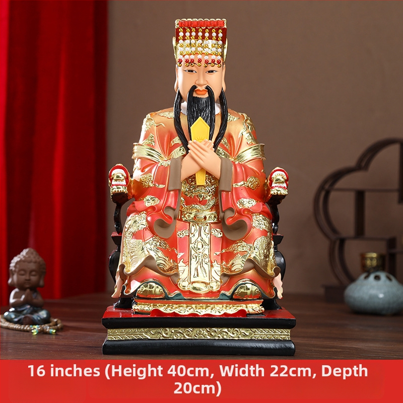 Zlatá pozlátená socha z živice Jade Emperor a Queen Mother