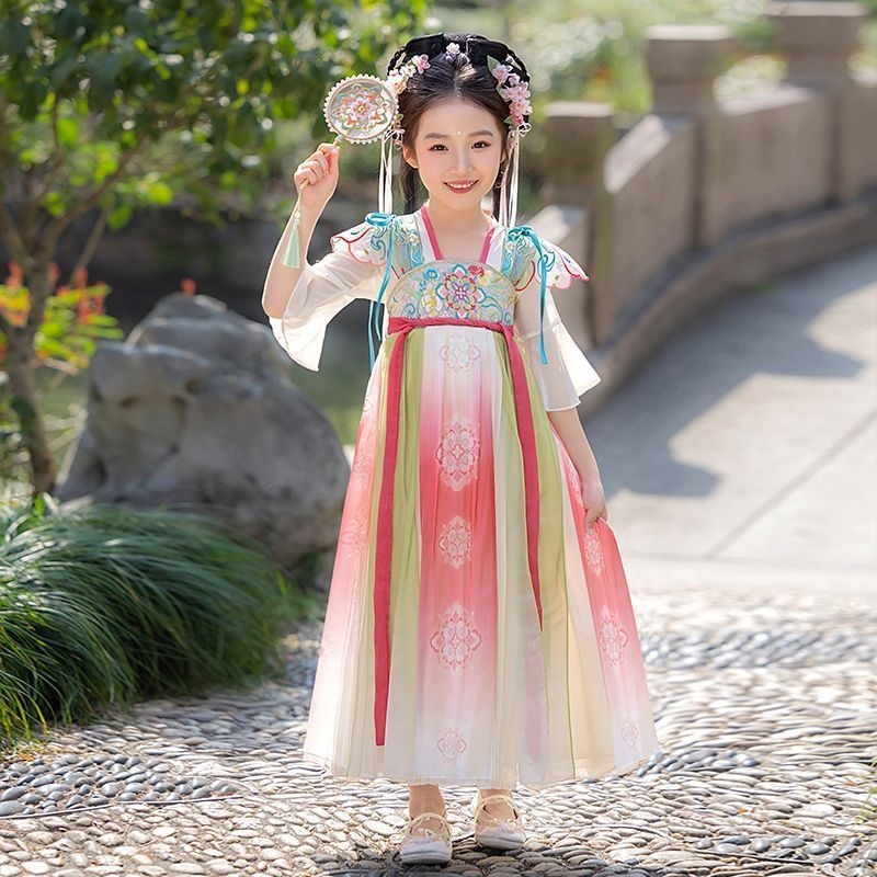 Hanfu haljina za djevojčice – proljeće i jesen 2026, eterična princeska haljina u tradicionalnom kineskom stilu za nastupe