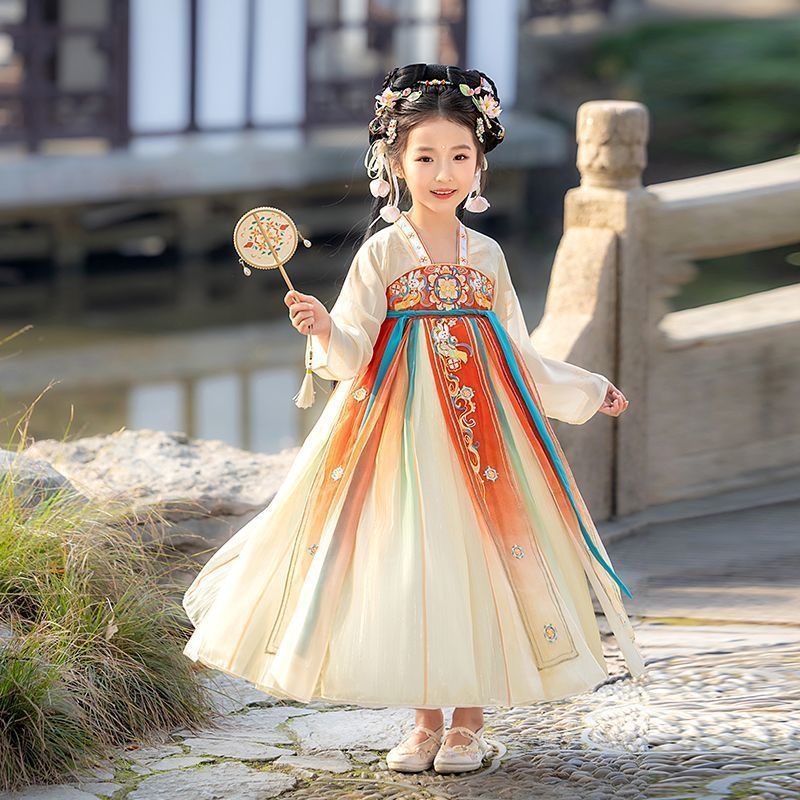 Hanfu haljina za djevojčice – proljeće i jesen 2026, eterična princeska haljina u tradicionalnom kineskom stilu za nastupe