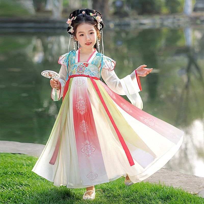 Hanfu haljina za djevojčice – proljeće i jesen 2026, eterična princeska haljina u tradicionalnom kineskom stilu za nastupe