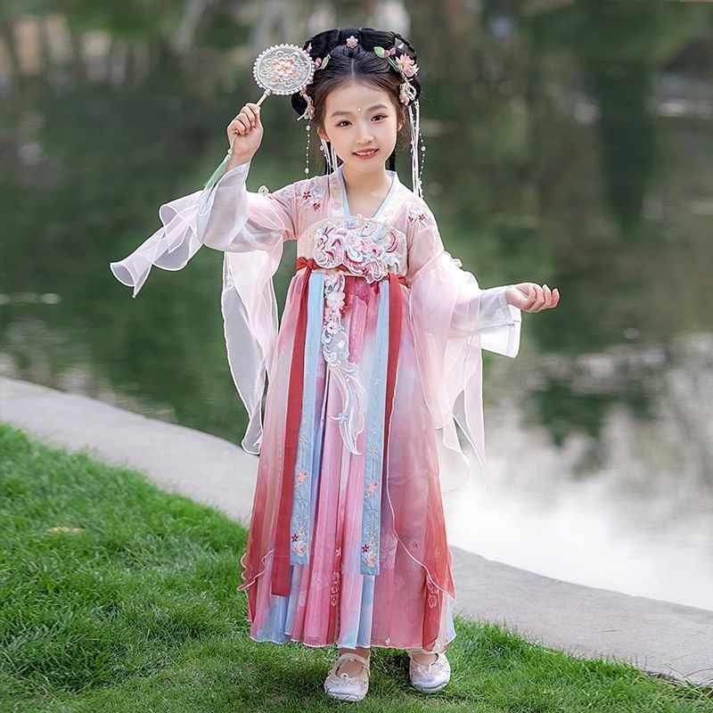 Hanfu haljina za djevojčice – proljeće i jesen 2026, eterična princeska haljina u tradicionalnom kineskom stilu za nastupe