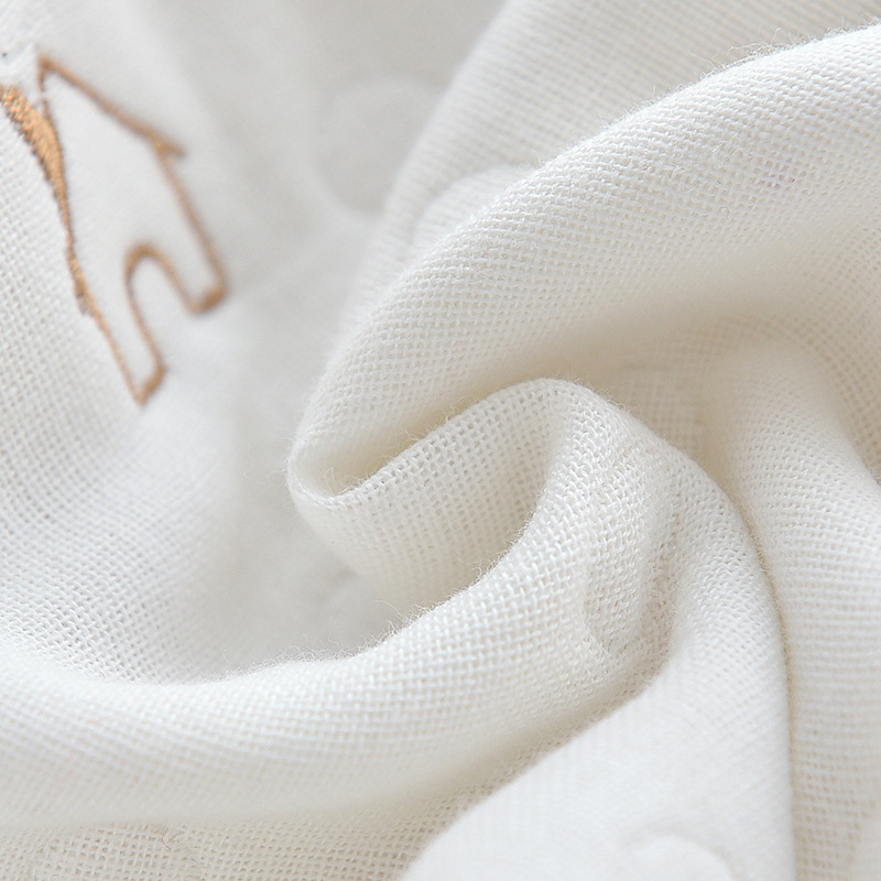 Cearșaf pentru pătuț din bumbac 100%, cu 6 straturi de muselină, broderie Jacquard, margine elastică