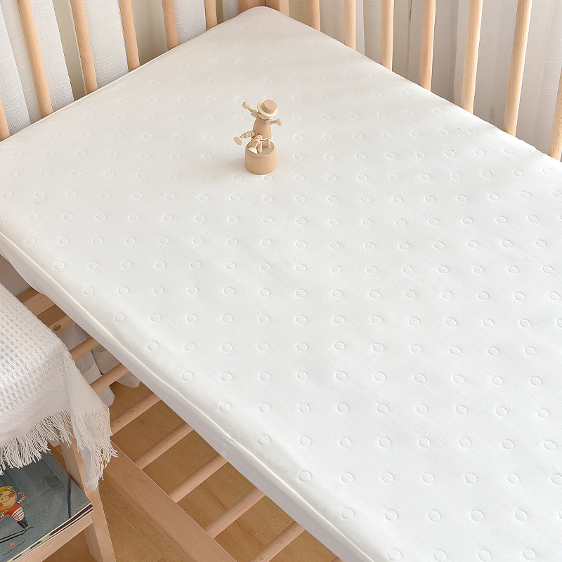 Cearșaf pentru pătuț din bumbac 100%, cu 6 straturi de muselină, broderie Jacquard, margine elastică