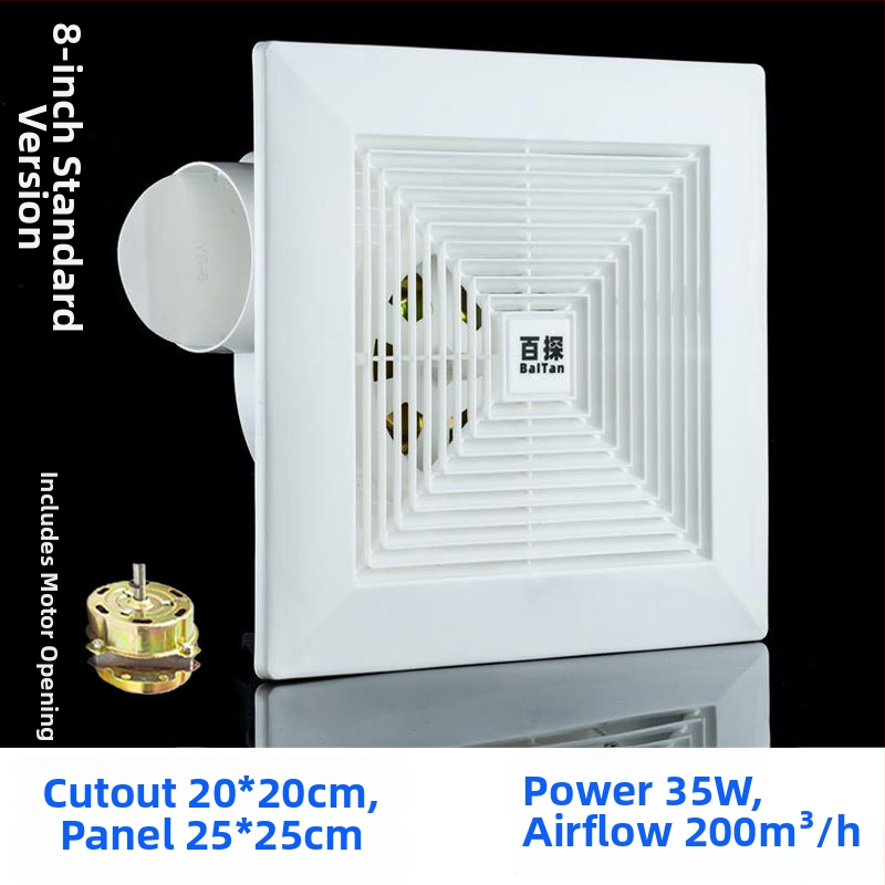Stropný výfukový ventilátor do kúpeľne, výkonný odsávač vzduchu pre strop zo sadrokartónu
