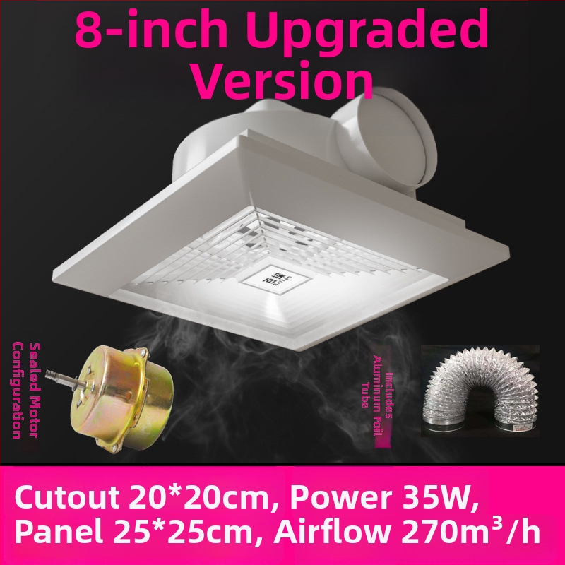 Stropný výfukový ventilátor do kúpeľne, výkonný odsávač vzduchu pre strop zo sadrokartónu