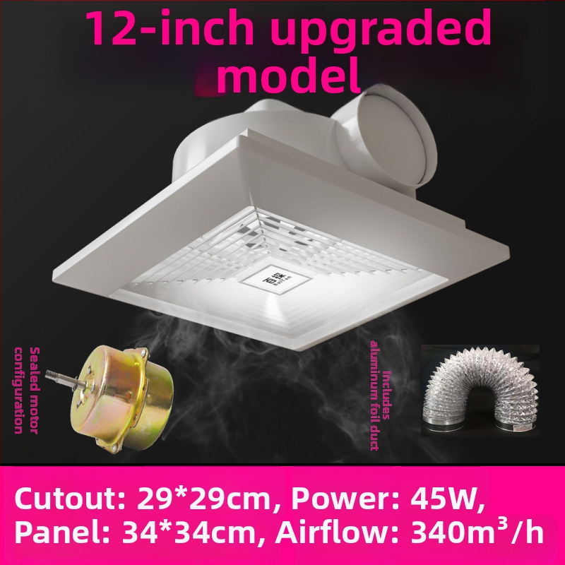 Stropný výfukový ventilátor do kúpeľne, výkonný odsávač vzduchu pre strop zo sadrokartónu