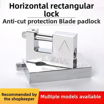 Zámok 40 mm, horizontálne otvorenie, obdĺžniková čepeľ, veľký, imitácia nehrdzavejúcej ocele, proti vlámaniu a krádeži
