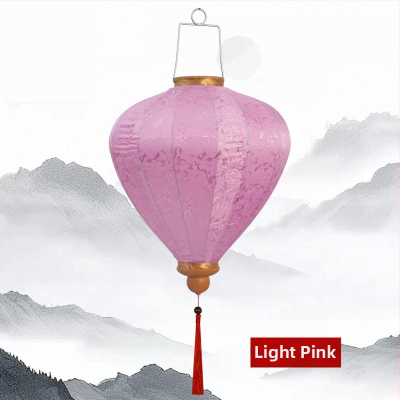 Lampáš v čínskom štýle zo saténovej hodvábnej látky pre svadby a hotelovú výzdobu, vonkajšie použitie, vodotesný, ručná výroba, nepravidelného tvaru, rozmery 12–14 palcov