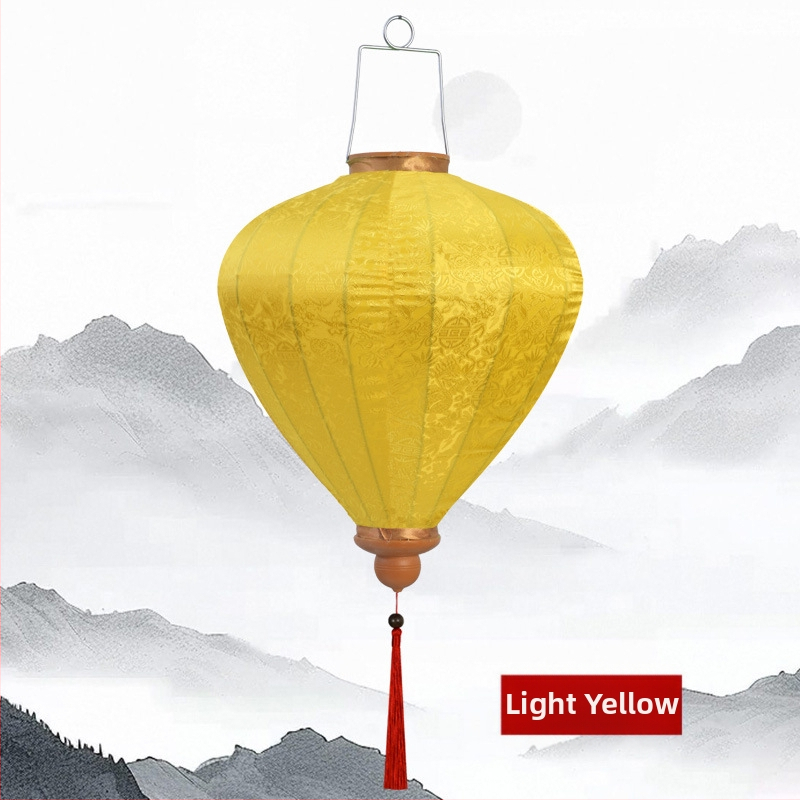 Lampáš v čínskom štýle zo saténovej hodvábnej látky pre svadby a hotelovú výzdobu, vonkajšie použitie, vodotesný, ručná výroba, nepravidelného tvaru, rozmery 12–14 palcov