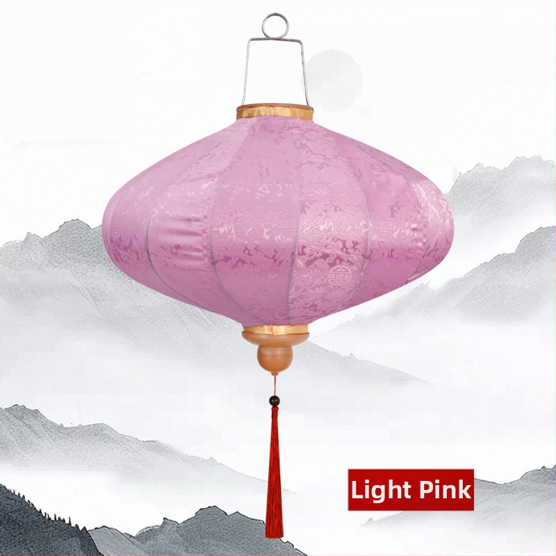 Lampáš v čínskom štýle zo saténovej hodvábnej látky pre svadby a hotelovú výzdobu, vonkajšie použitie, vodotesný, ručná výroba, nepravidelného tvaru, rozmery 12–14 palcov