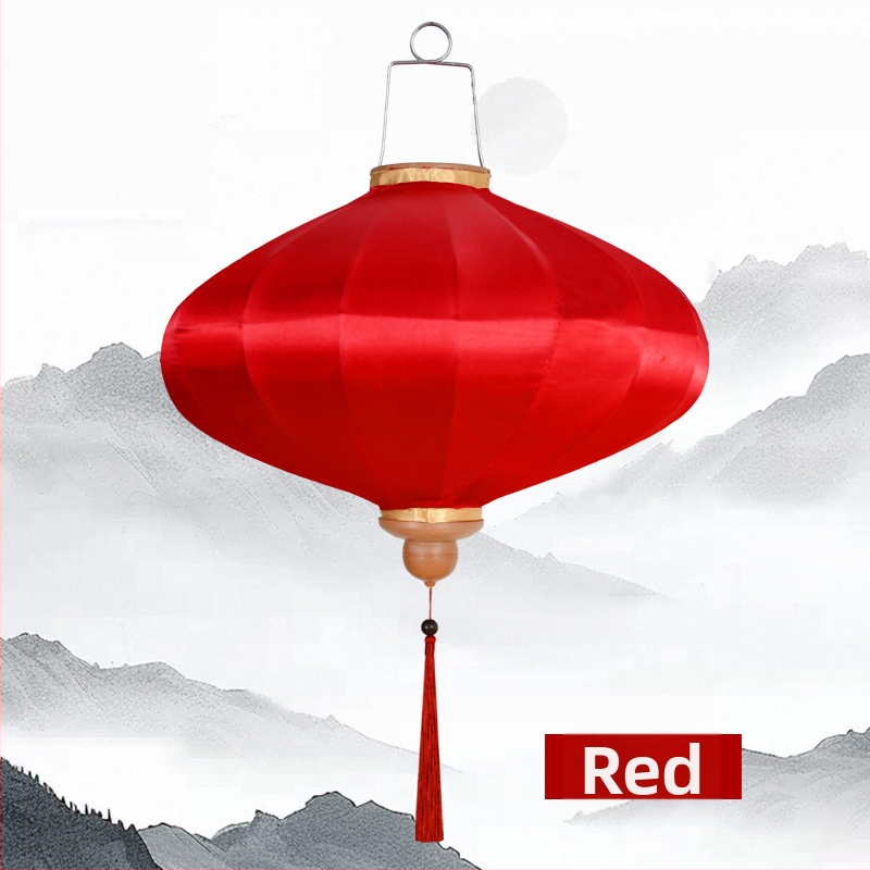 Lampáš v čínskom štýle zo saténovej hodvábnej látky pre svadby a hotelovú výzdobu, vonkajšie použitie, vodotesný, ručná výroba, nepravidelného tvaru, rozmery 12–14 palcov