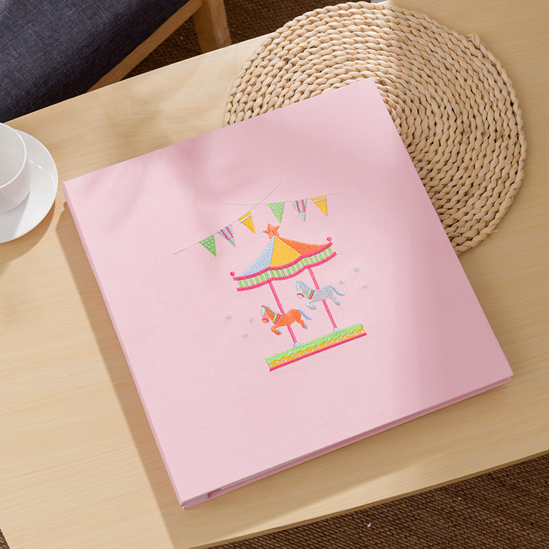 Textilný fotoalbum s vyšívaním, DIY album s obalom z textilu, laminované fotoalbum pre rodinu a pár – kreatívny darček k festivalu Qixi